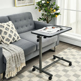 Gray Overbed Rolling Table Food Tray