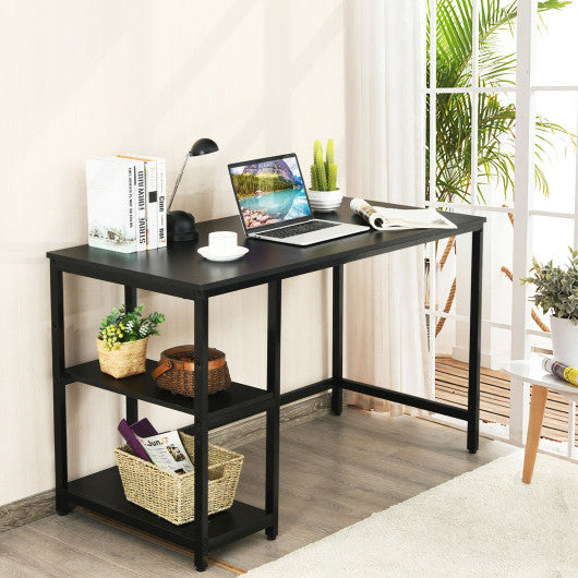 47"/55" Computer Desk Office Study Table Workstation Home with Adjustable Shelf Black-M