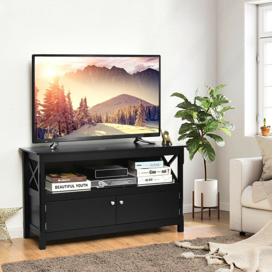 44 Inch Wooden Storage Cabinet TV Stand-Black