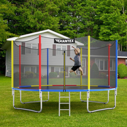 14 Feet Trampoline with Safety Enclosure Net and Ladder Outdoor for Kids Adults