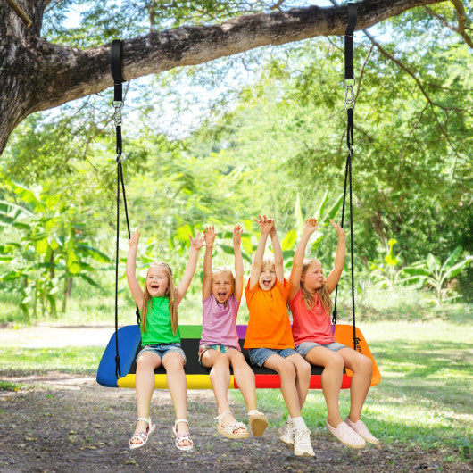 60 Inches Platform Tree Swing Outdoor with  2 Hanging Straps-Multicolor