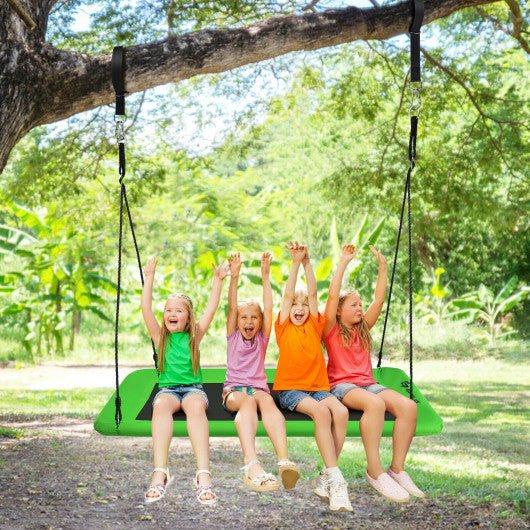 60 Inches Platform Tree Swing Outdoor with  2 Hanging Straps-Green