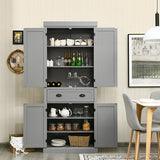 Cupboard Freestanding Kitchen Cabinet w/ Adjustable Shelves-Gray