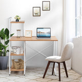 Compact Computer Desk Workstation with 4 Tier Shelves for Home and Office-Natural