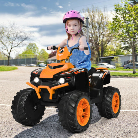 12V Kids Electric 4-Wheeler ATV Quad Ride On Car with LED Light-Orange