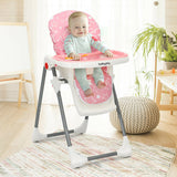 Folding Baby High Dining Chair with 6-Level Height Adjustment-Pink