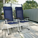 2Pcs Patio Dining Chair with Adjust Portable Headrest-Blue