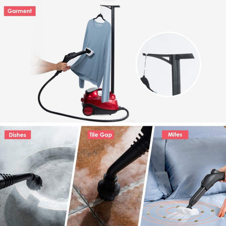 2000W Heavy Duty Multi-purpose Steam Cleaner Mop with Detachable Handheld Unit-Red