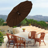 10 Feet Patio Offset Umbrella Market Hanging Umbrella for Backyard Poolside Lawn Garden-Tan