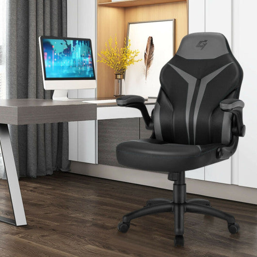 Height Adjustable Swivel High Back Gaming Chair Computer Office Chair-Gray
