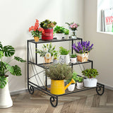 3 Tier Outdoor Metal Garden Planter Holder Shelf