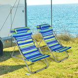 Portable Beach Chair Set of 2 with Headrest -Blue