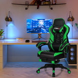 Adjustable Gaming Chair with Footrest for Home Office-Green