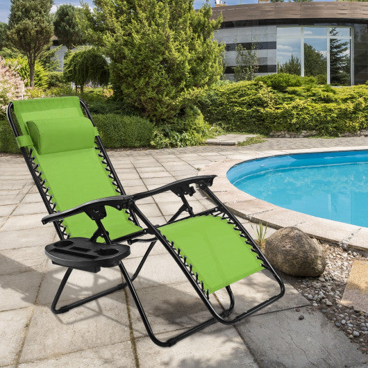 Outdoor Folding Zero Gravity Reclining Lounge Chair-Green