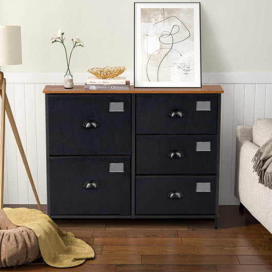 5-Drawer Storage Dresser for Bedroom Closet Entryway-Black