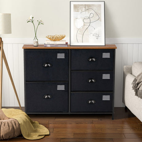 5-Drawer Storage Dresser for Bedroom Closet Entryway-Black