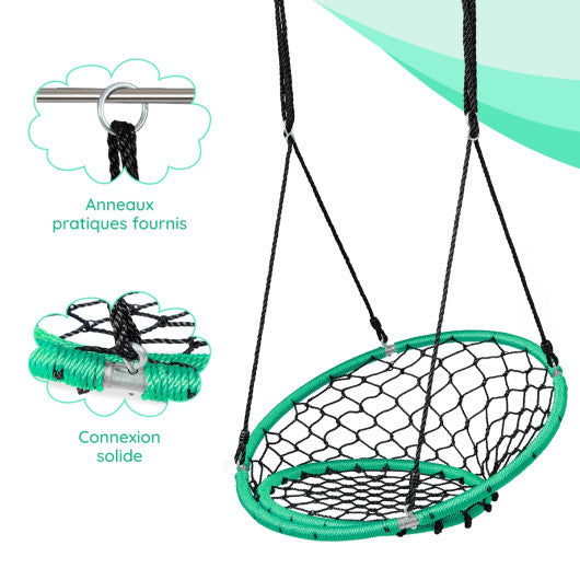 Net Hanging Swing Chair with Adjustable Hanging Ropes-Green