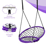 Net Hanging Swing Chair with Adjustable Hanging Ropes-Purple