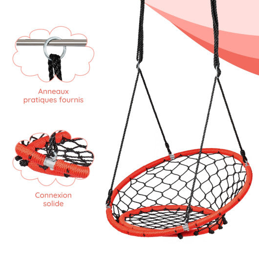 Net Hanging Swing Chair with Adjustable Hanging Ropes-Orange
