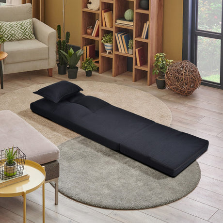 Fold Down Flip Convertible Sleeper Couch with Pillow-Black