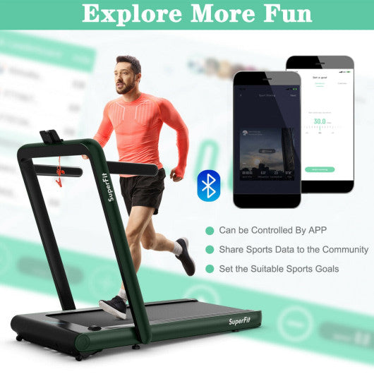 4.75HP 2 In 1 Folding Treadmill with Remote APP Control-Green