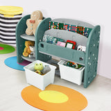 Kids Toy Storage Organizer with 2-Tier Bookshelf and Plastic Bins