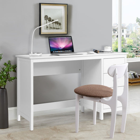 3-Drawer Home Office Study Computer Desk with Spacious Desktop-White