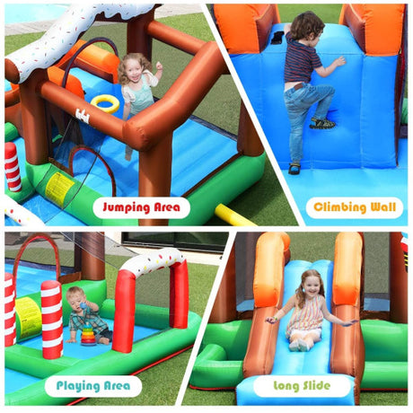 Outdoor Indoor Inflatable Kids Bounce House with 480W Air Blower