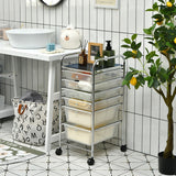 6 Drawers Rolling Storage Cart Organizer-Clear