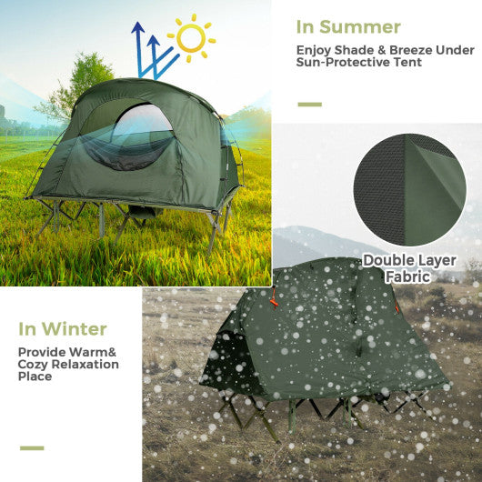 2-Person Outdoor Camping Tent with External Cover-Green