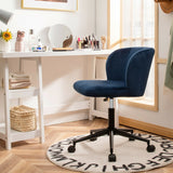 Velvet Leisure Office Chair with Adjustable Height-Blue