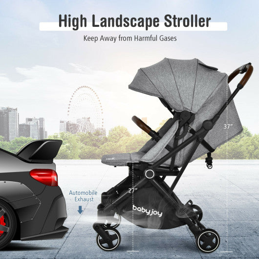 2-in-1 Convertible Aluminum Baby Stroller with Adjustable Canopy-Gray