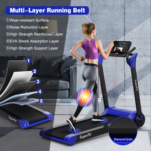 2.25 HP Electric Motorized Folding Running Treadmill Machine with LED Display-Navy