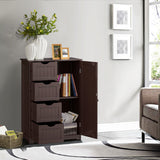 Standing Indoor Wooden Cabinet with 4 Drawers-Brown