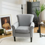 Upholstered Fabric Accent Chair with Adjustable Foot Pads-Light Gray