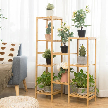 9/11-Tier Bamboo Plant Stand for Living Room Balcony Garden-9-Tier