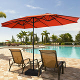 15 Feet Double-Sided Twin Patio Umbrella with Crank and Base-Orange