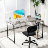 48 Inch Reversible L Shaped Computer Desk with Adjustable Shelf-Gray