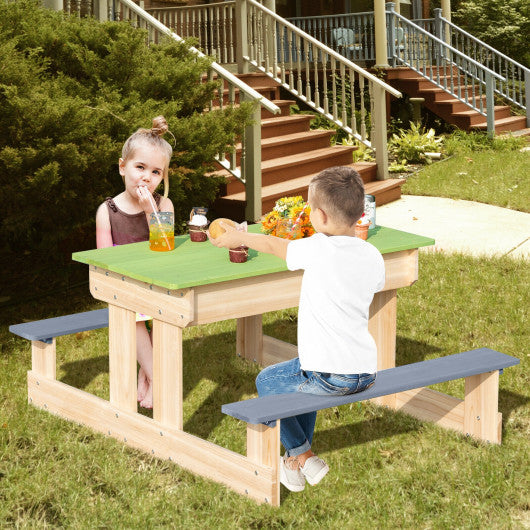 3-in-1 Outdoor Wooden Kids Water Sand Table with Play Boxes