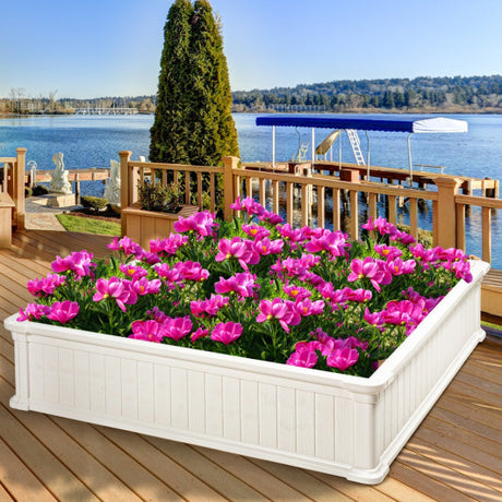 48 Inch Raised Garden Bed Planter for Flower Vegetables Patio-White