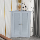 Bathroom Corner Storage Freestanding Floor Cabinet with Shutter Door-Gray