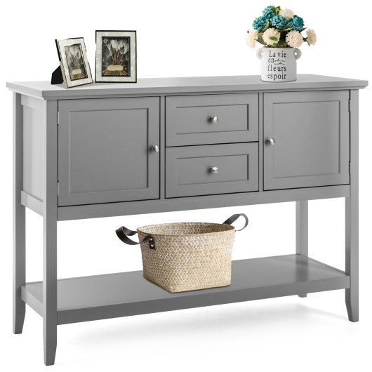 Wooden Sideboard Buffet Console Table  with Drawers and Storage-Gray