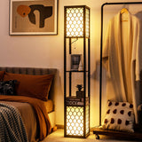 Modern Shelf Freestanding Floor Lamp with Double Lamp Pull Chain and Foot Switch