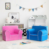 Upholstered Kids Sofa with Velvet Fabric and High-Quality Sponge-Blue
