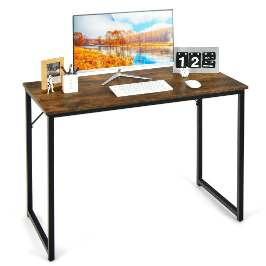 L Shaped Computer Desk and Writing Workstation for Home and Office-Rustic Brown