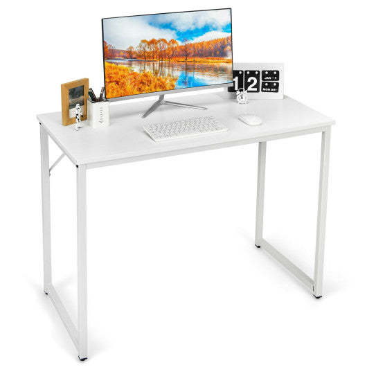 L Shaped Computer Desk and Writing Workstation for Home and Office-White