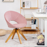 Swivel Accent Chair with Oversized Upholstered Seat for Home Office-Pink