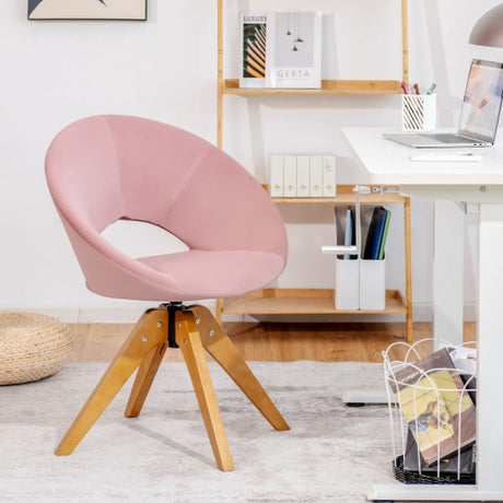 Swivel Accent Chair with Oversized Upholstered Seat for Home Office-Pink