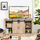 55 Inch Sliding Barn Door TV Stand with Adjustable Shelves for TVs up to 65 Inch-Natural