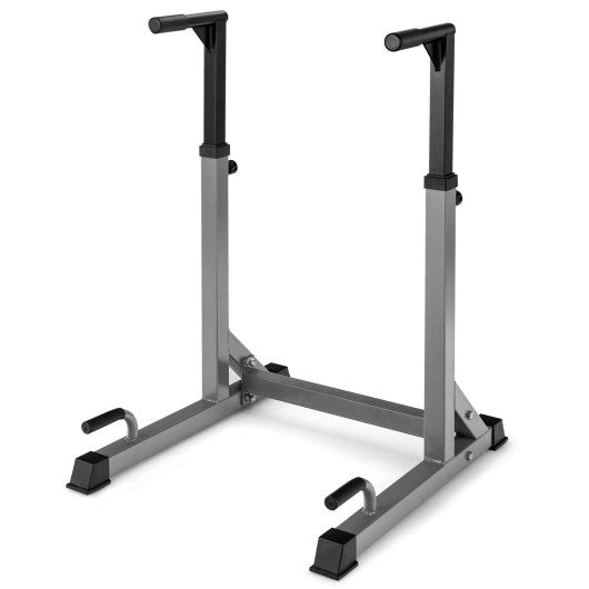 Adjustable Dip Bar with 10 Height Levels-Silver